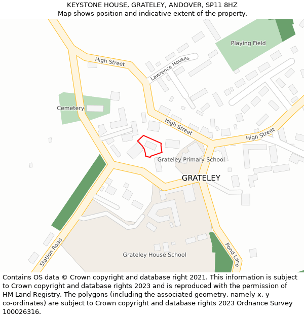 KEYSTONE HOUSE, GRATELEY, ANDOVER, SP11 8HZ: Location map and indicative extent of plot