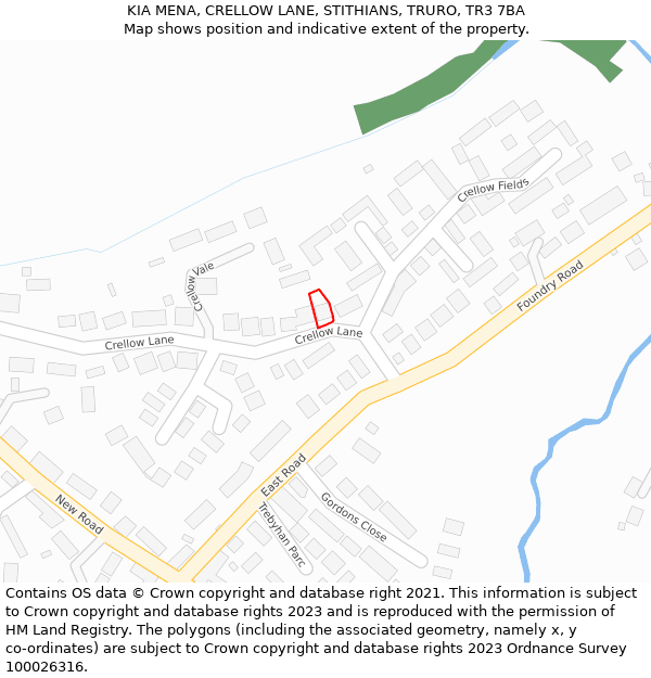 KIA MENA, CRELLOW LANE, STITHIANS, TRURO, TR3 7BA: Location map and indicative extent of plot