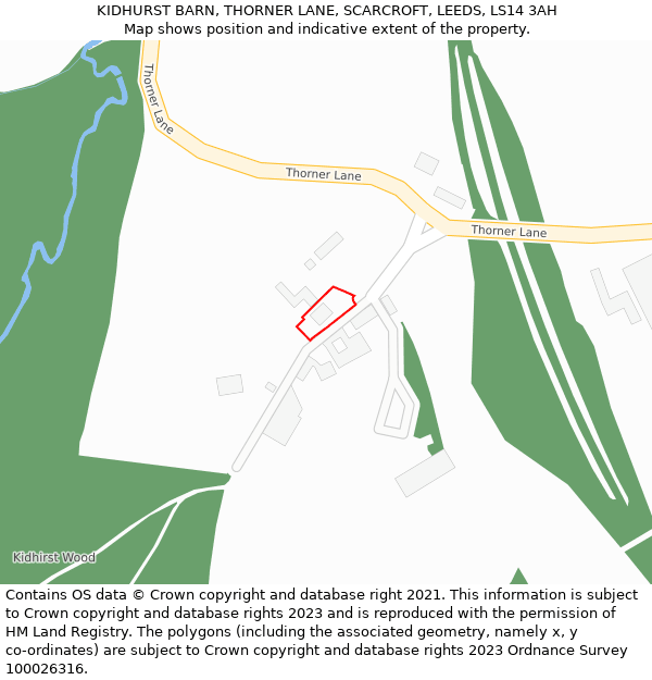 KIDHURST BARN, THORNER LANE, SCARCROFT, LEEDS, LS14 3AH: Location map and indicative extent of plot