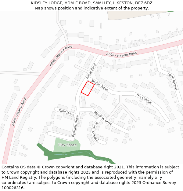 KIDSLEY LODGE, ADALE ROAD, SMALLEY, ILKESTON, DE7 6DZ: Location map and indicative extent of plot