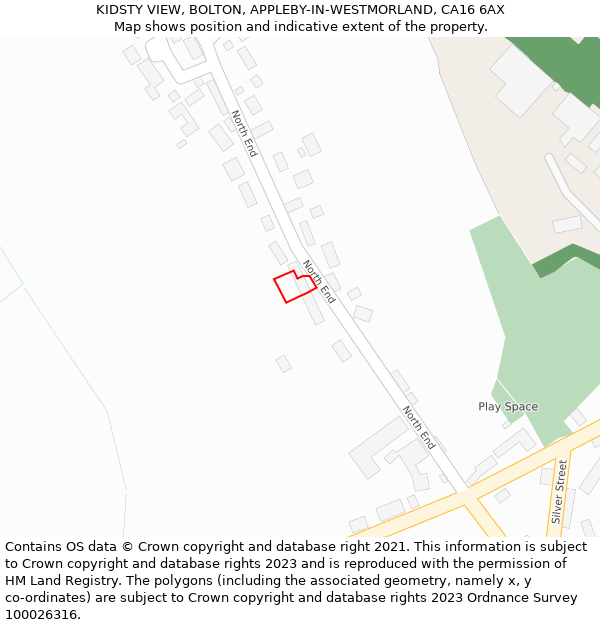 KIDSTY VIEW, BOLTON, APPLEBY-IN-WESTMORLAND, CA16 6AX: Location map and indicative extent of plot