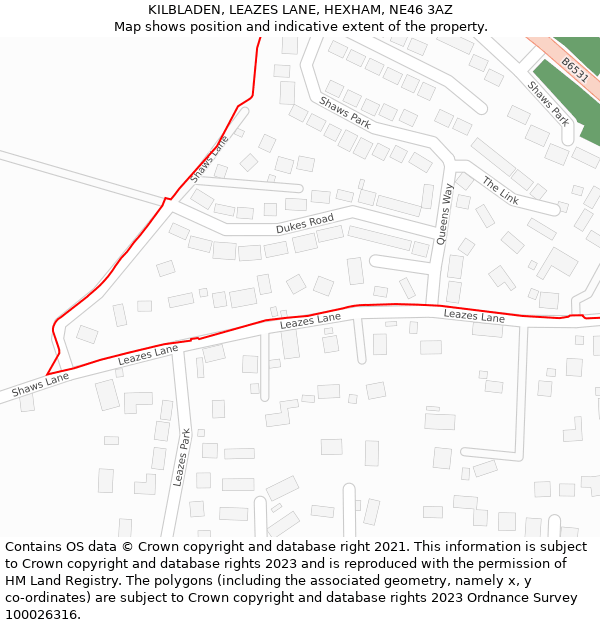 KILBLADEN, LEAZES LANE, HEXHAM, NE46 3AZ: Location map and indicative extent of plot