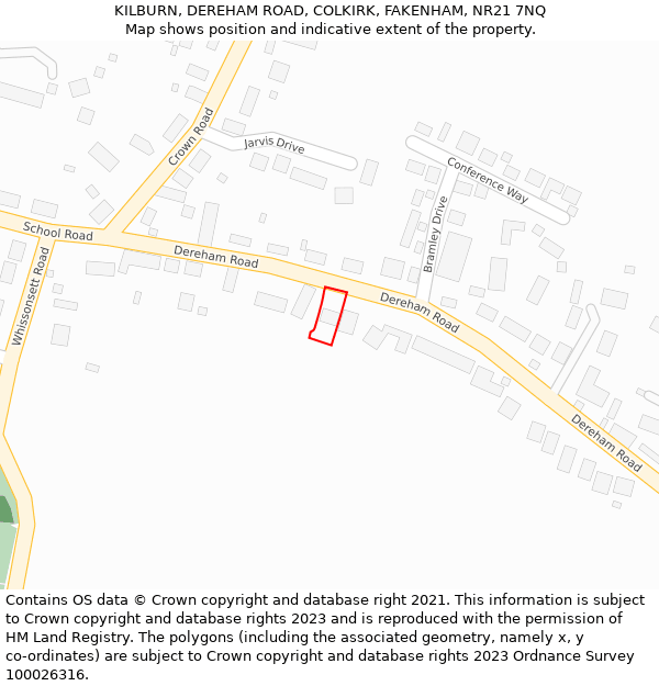 KILBURN, DEREHAM ROAD, COLKIRK, FAKENHAM, NR21 7NQ: Location map and indicative extent of plot