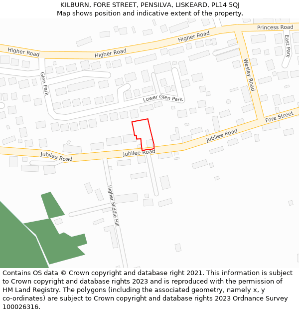 KILBURN, FORE STREET, PENSILVA, LISKEARD, PL14 5QJ: Location map and indicative extent of plot