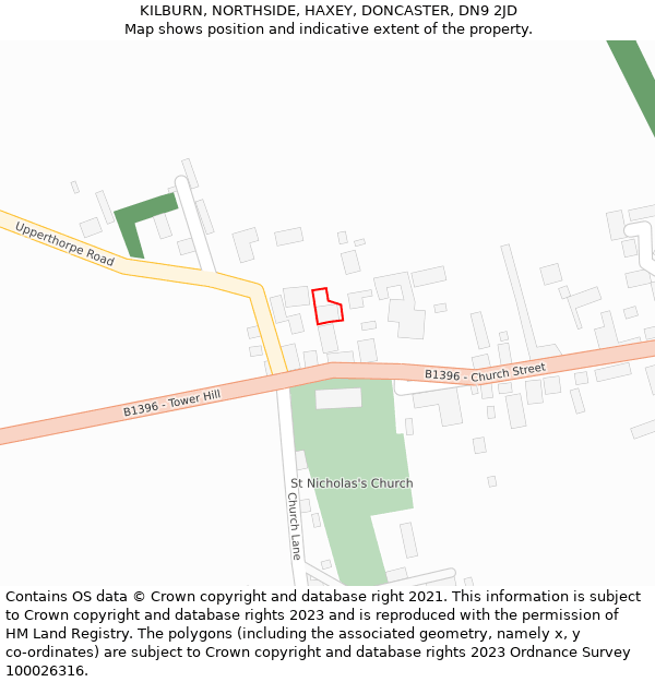 KILBURN, NORTHSIDE, HAXEY, DONCASTER, DN9 2JD: Location map and indicative extent of plot