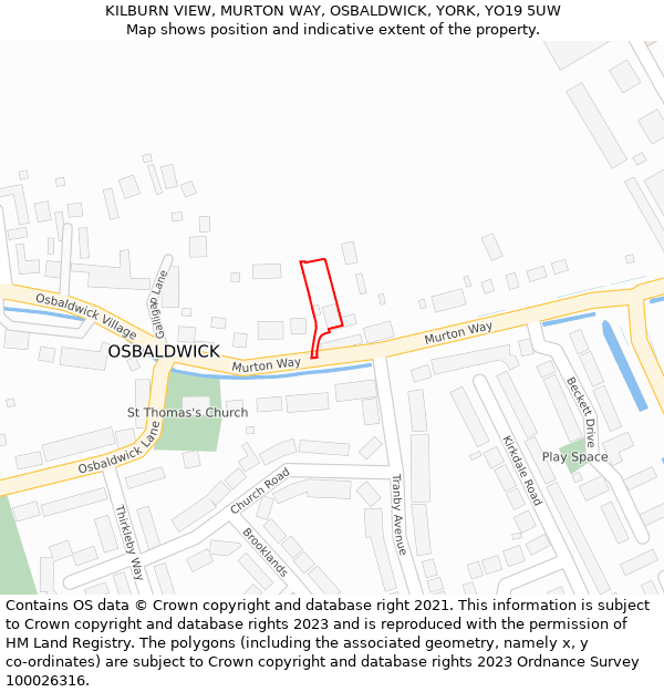 KILBURN VIEW, MURTON WAY, OSBALDWICK, YORK, YO19 5UW: Location map and indicative extent of plot