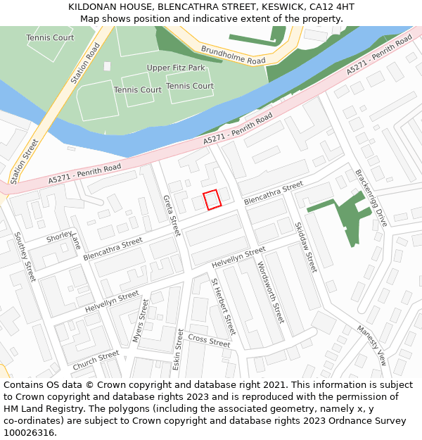 KILDONAN HOUSE, BLENCATHRA STREET, KESWICK, CA12 4HT: Location map and indicative extent of plot