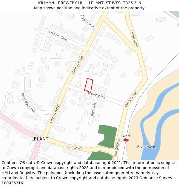 KILIMANI, BREWERY HILL, LELANT, ST IVES, TR26 3LN: Location map and indicative extent of plot