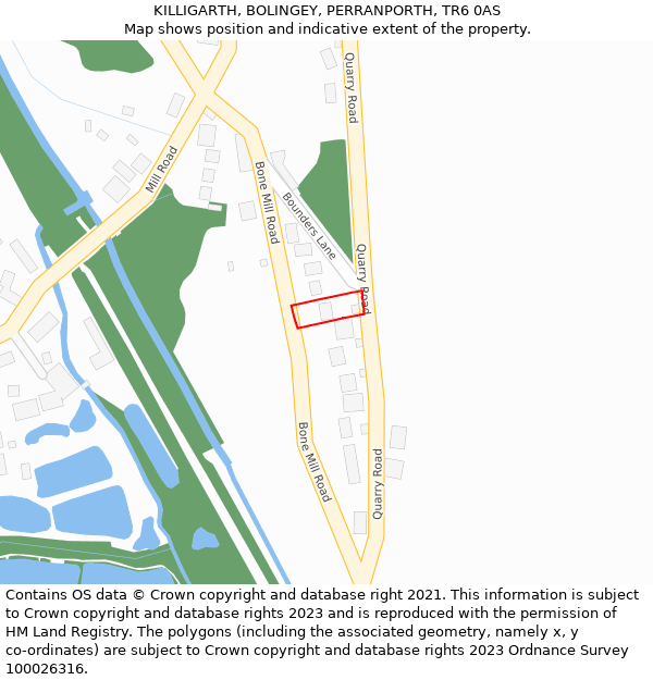 KILLIGARTH, BOLINGEY, PERRANPORTH, TR6 0AS: Location map and indicative extent of plot