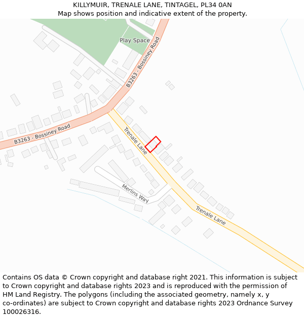 KILLYMUIR, TRENALE LANE, TINTAGEL, PL34 0AN: Location map and indicative extent of plot