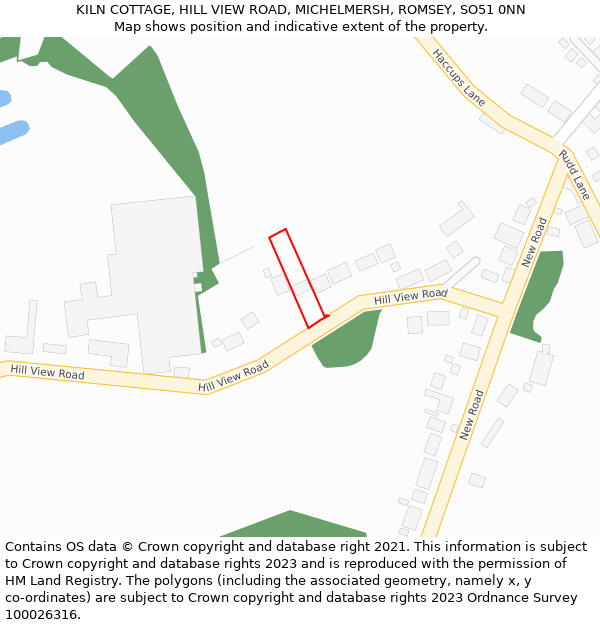 KILN COTTAGE, HILL VIEW ROAD, MICHELMERSH, ROMSEY, SO51 0NN: Location map and indicative extent of plot