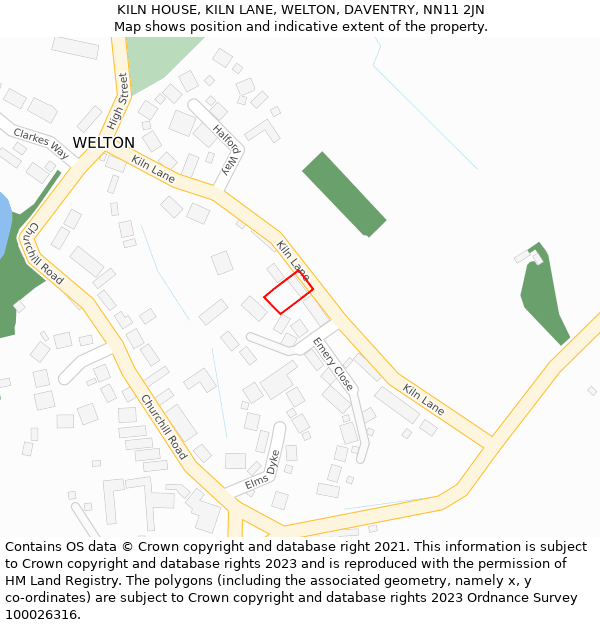 KILN HOUSE, KILN LANE, WELTON, DAVENTRY, NN11 2JN: Location map and indicative extent of plot