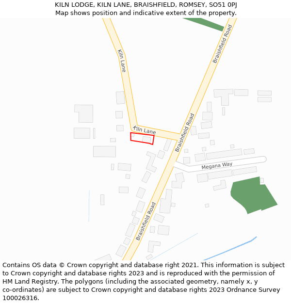 KILN LODGE, KILN LANE, BRAISHFIELD, ROMSEY, SO51 0PJ: Location map and indicative extent of plot