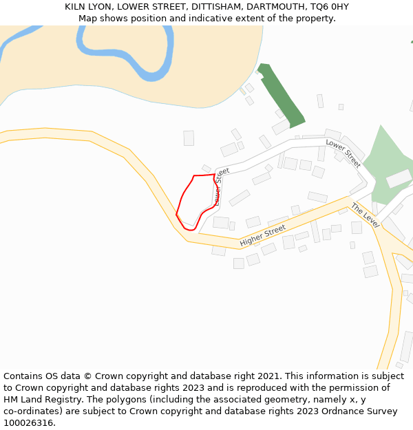 KILN LYON, LOWER STREET, DITTISHAM, DARTMOUTH, TQ6 0HY: Location map and indicative extent of plot
