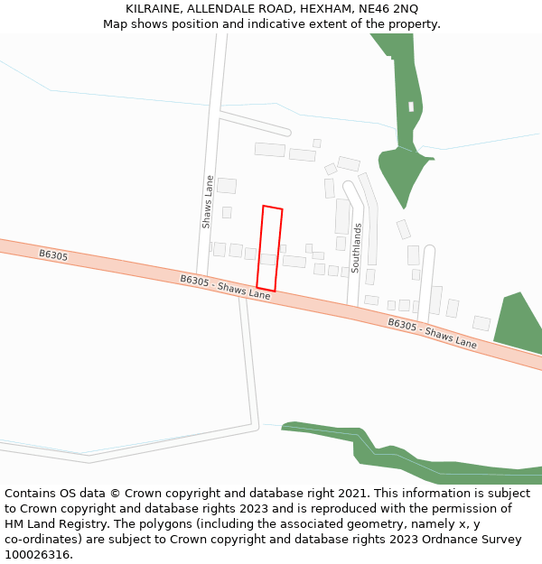 KILRAINE, ALLENDALE ROAD, HEXHAM, NE46 2NQ: Location map and indicative extent of plot