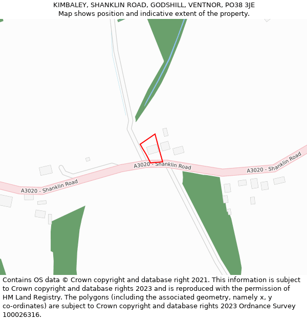 KIMBALEY, SHANKLIN ROAD, GODSHILL, VENTNOR, PO38 3JE: Location map and indicative extent of plot