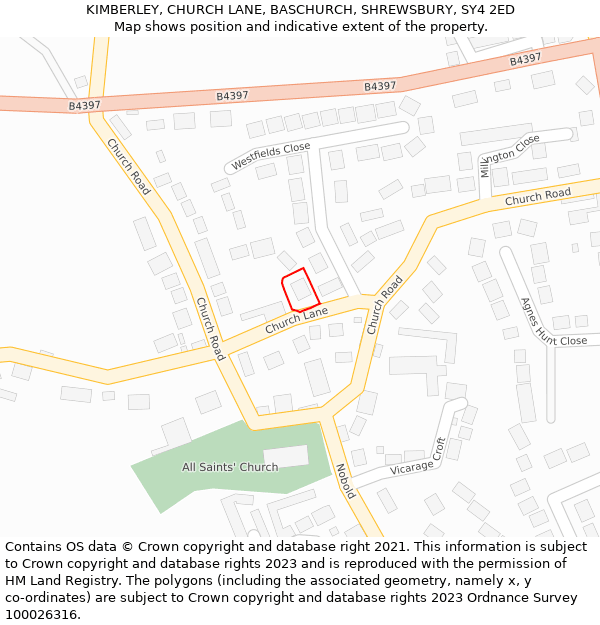 KIMBERLEY, CHURCH LANE, BASCHURCH, SHREWSBURY, SY4 2ED: Location map and indicative extent of plot