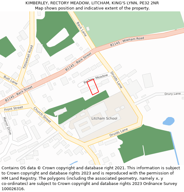 KIMBERLEY, RECTORY MEADOW, LITCHAM, KING'S LYNN, PE32 2NR: Location map and indicative extent of plot