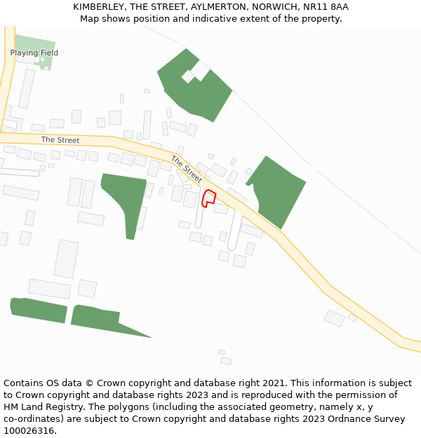 KIMBERLEY, THE STREET, AYLMERTON, NORWICH, NR11 8AA: Location map and indicative extent of plot