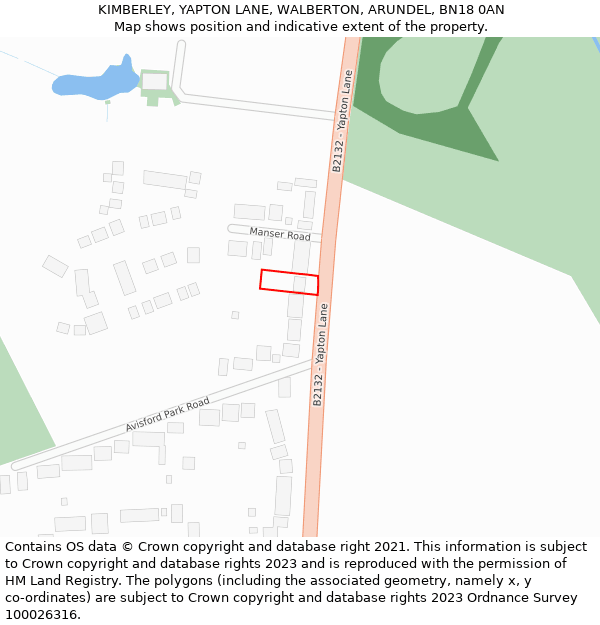 KIMBERLEY, YAPTON LANE, WALBERTON, ARUNDEL, BN18 0AN: Location map and indicative extent of plot
