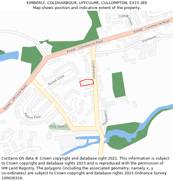 KIMBERLY, COLDHARBOUR, UFFCULME, CULLOMPTON, EX15 3EE: Location map and indicative extent of plot