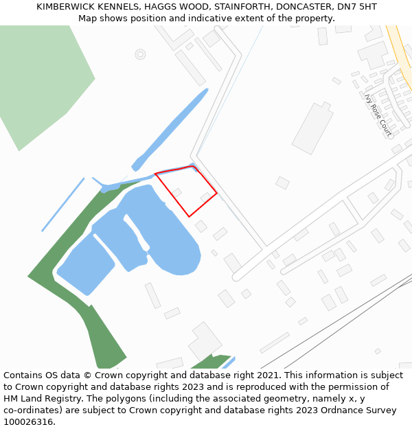 KIMBERWICK KENNELS, HAGGS WOOD, STAINFORTH, DONCASTER, DN7 5HT: Location map and indicative extent of plot