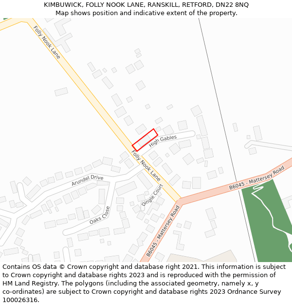KIMBUWICK, FOLLY NOOK LANE, RANSKILL, RETFORD, DN22 8NQ: Location map and indicative extent of plot