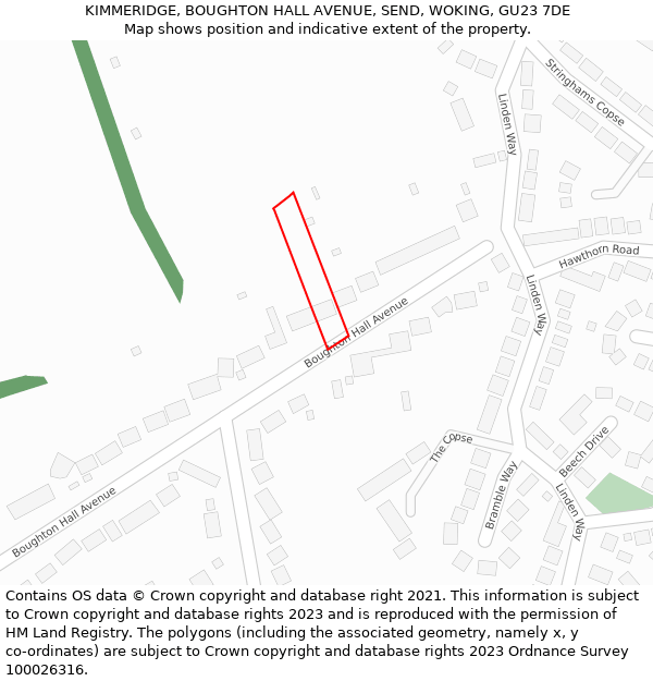 KIMMERIDGE, BOUGHTON HALL AVENUE, SEND, WOKING, GU23 7DE: Location map and indicative extent of plot