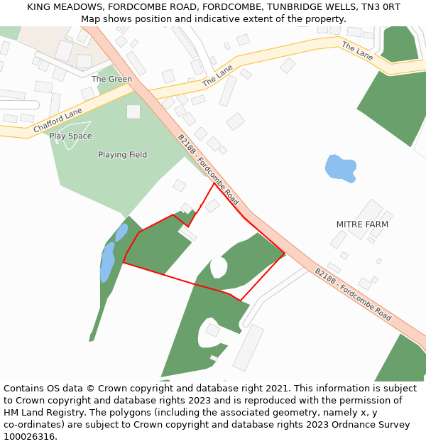 KING MEADOWS, FORDCOMBE ROAD, FORDCOMBE, TUNBRIDGE WELLS, TN3 0RT: Location map and indicative extent of plot