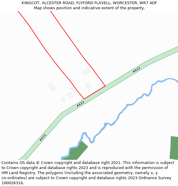 KINGCOT, ALCESTER ROAD, FLYFORD FLAVELL, WORCESTER, WR7 4DF: Location map and indicative extent of plot