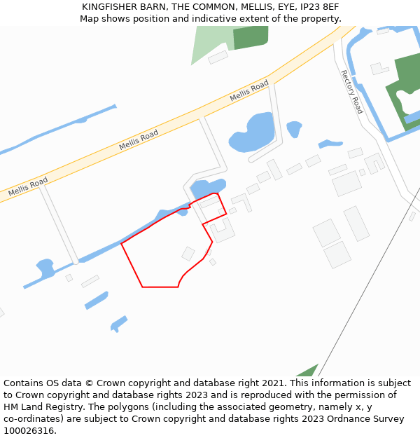 KINGFISHER BARN, THE COMMON, MELLIS, EYE, IP23 8EF: Location map and indicative extent of plot