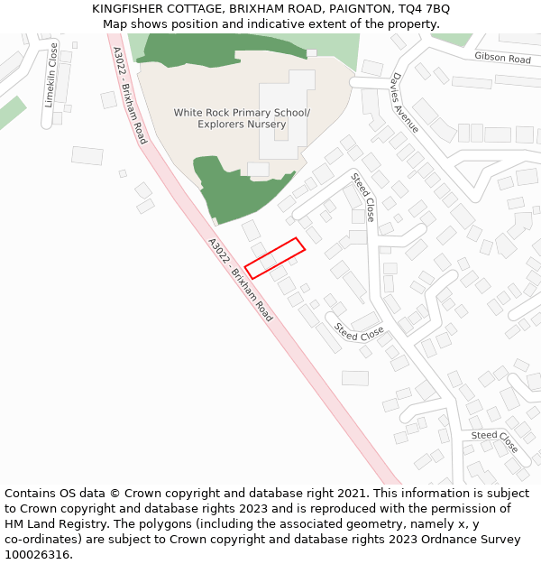 KINGFISHER COTTAGE, BRIXHAM ROAD, PAIGNTON, TQ4 7BQ: Location map and indicative extent of plot
