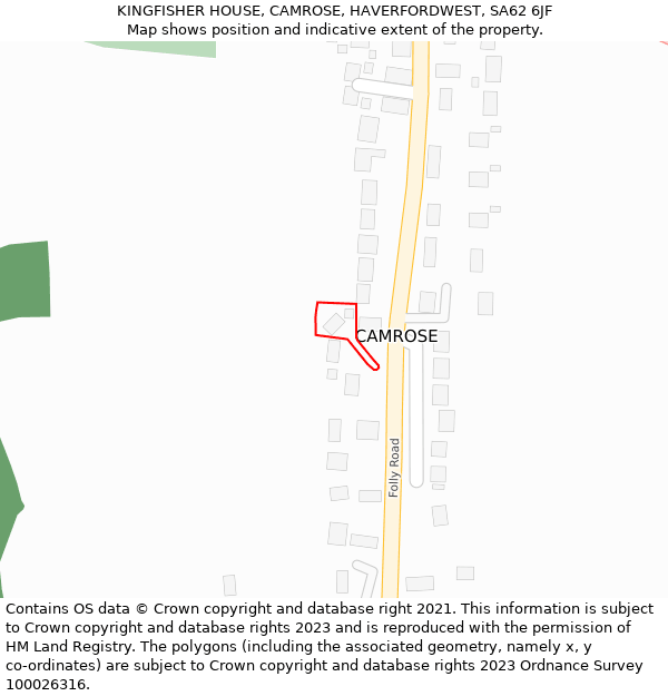 KINGFISHER HOUSE, CAMROSE, HAVERFORDWEST, SA62 6JF: Location map and indicative extent of plot