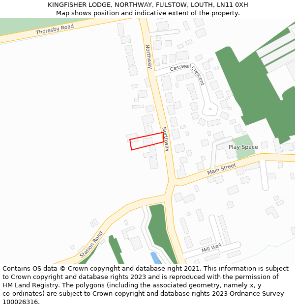 KINGFISHER LODGE, NORTHWAY, FULSTOW, LOUTH, LN11 0XH: Location map and indicative extent of plot