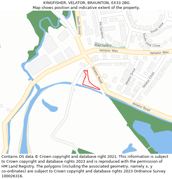 KINGFISHER, VELATOR, BRAUNTON, EX33 2BG: Location map and indicative extent of plot