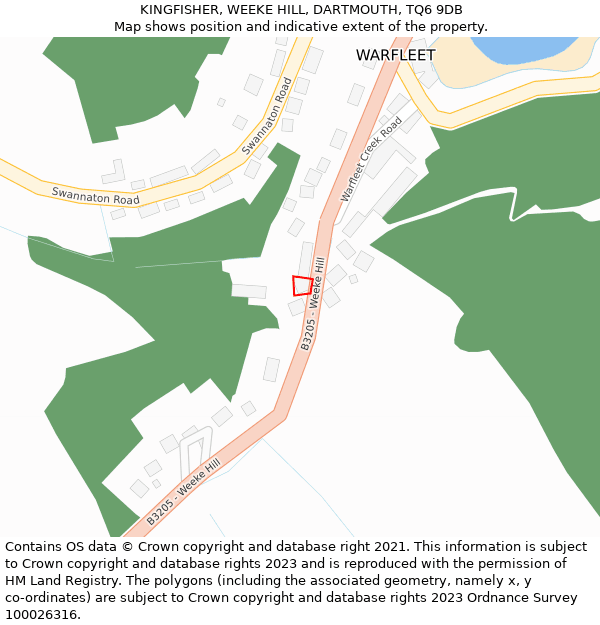 KINGFISHER, WEEKE HILL, DARTMOUTH, TQ6 9DB: Location map and indicative extent of plot