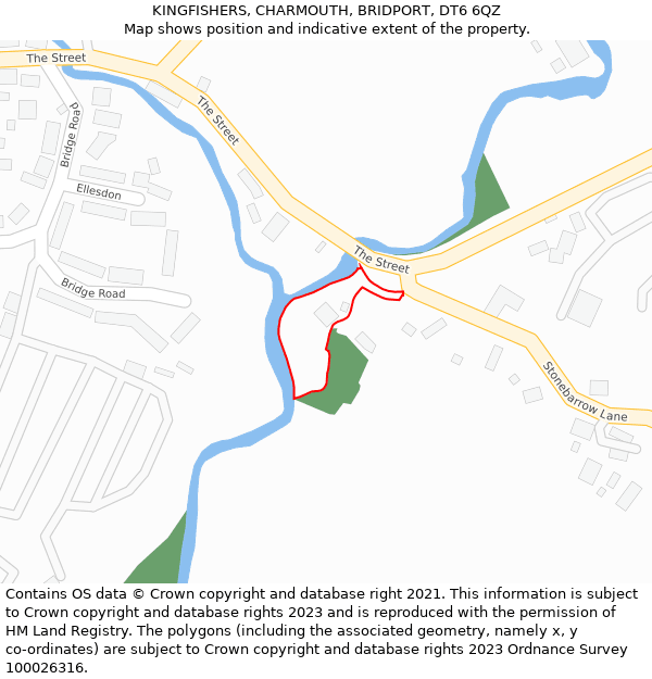 KINGFISHERS, CHARMOUTH, BRIDPORT, DT6 6QZ: Location map and indicative extent of plot