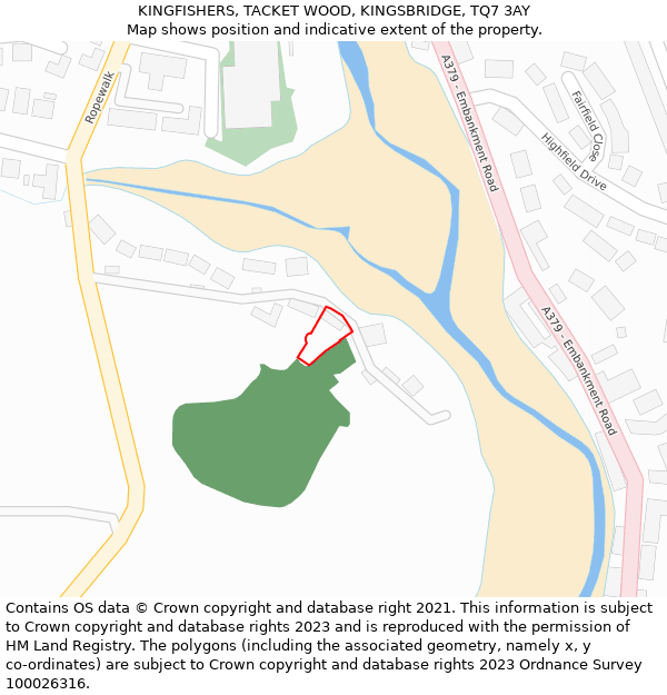 KINGFISHERS, TACKET WOOD, KINGSBRIDGE, TQ7 3AY: Location map and indicative extent of plot