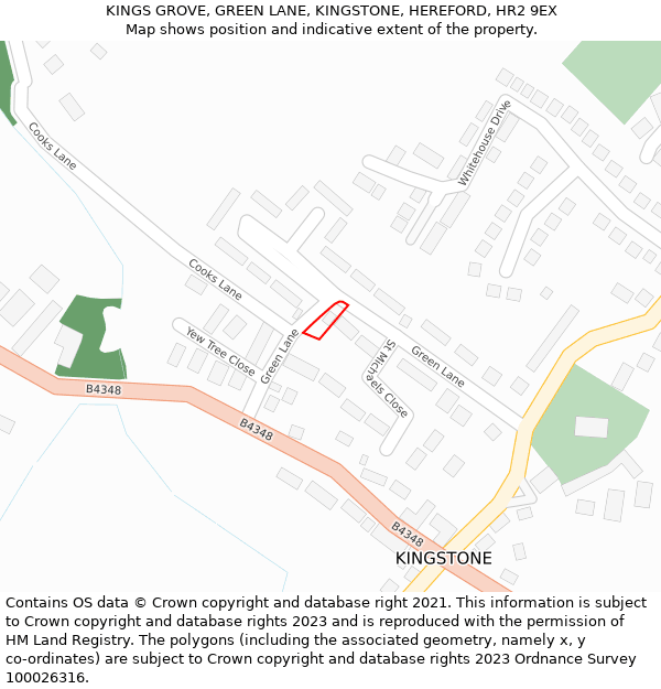 KINGS GROVE, GREEN LANE, KINGSTONE, HEREFORD, HR2 9EX: Location map and indicative extent of plot