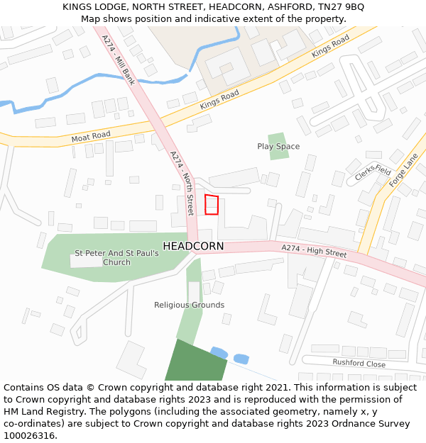 KINGS LODGE, NORTH STREET, HEADCORN, ASHFORD, TN27 9BQ: Location map and indicative extent of plot