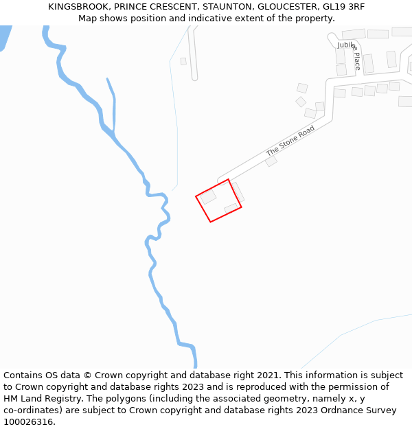 KINGSBROOK, PRINCE CRESCENT, STAUNTON, GLOUCESTER, GL19 3RF: Location map and indicative extent of plot