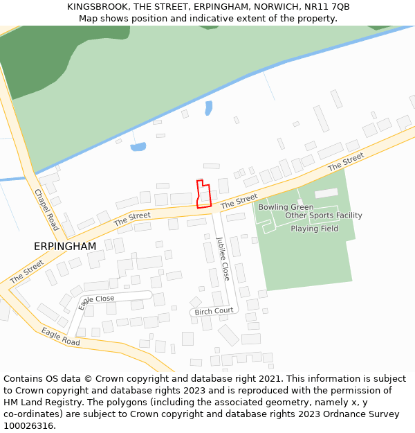 KINGSBROOK, THE STREET, ERPINGHAM, NORWICH, NR11 7QB: Location map and indicative extent of plot