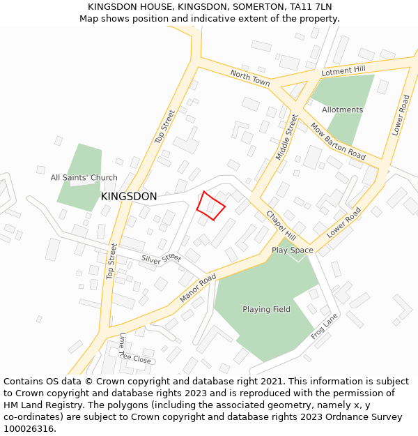 KINGSDON HOUSE, KINGSDON, SOMERTON, TA11 7LN: Location map and indicative extent of plot