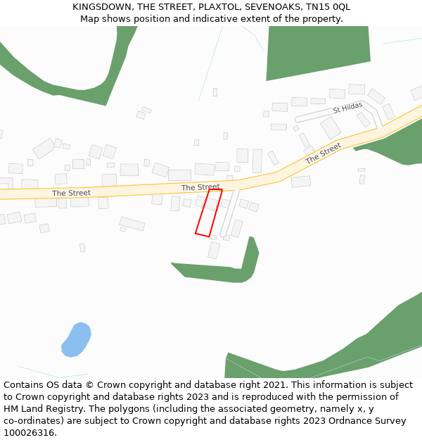 KINGSDOWN, THE STREET, PLAXTOL, SEVENOAKS, TN15 0QL: Location map and indicative extent of plot