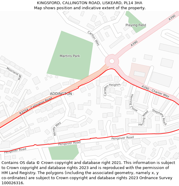 KINGSFORD, CALLINGTON ROAD, LISKEARD, PL14 3HA: Location map and indicative extent of plot