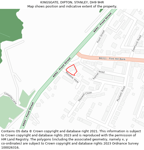 KINGSGATE, DIPTON, STANLEY, DH9 9HR: Location map and indicative extent of plot