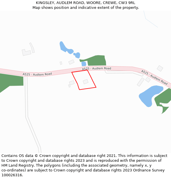 KINGSLEY, AUDLEM ROAD, WOORE, CREWE, CW3 9RL: Location map and indicative extent of plot