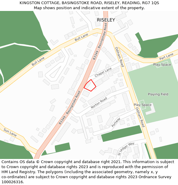 KINGSTON COTTAGE, BASINGSTOKE ROAD, RISELEY, READING, RG7 1QS: Location map and indicative extent of plot