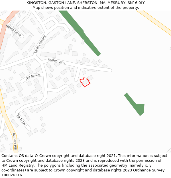 KINGSTON, GASTON LANE, SHERSTON, MALMESBURY, SN16 0LY: Location map and indicative extent of plot