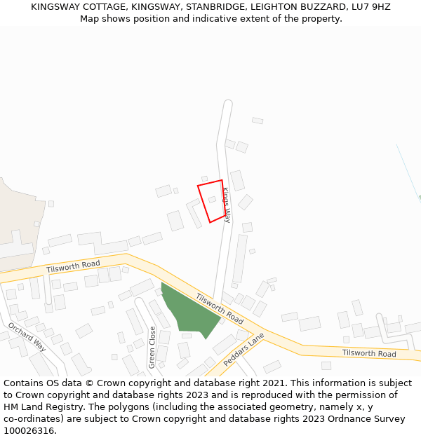 KINGSWAY COTTAGE, KINGSWAY, STANBRIDGE, LEIGHTON BUZZARD, LU7 9HZ: Location map and indicative extent of plot